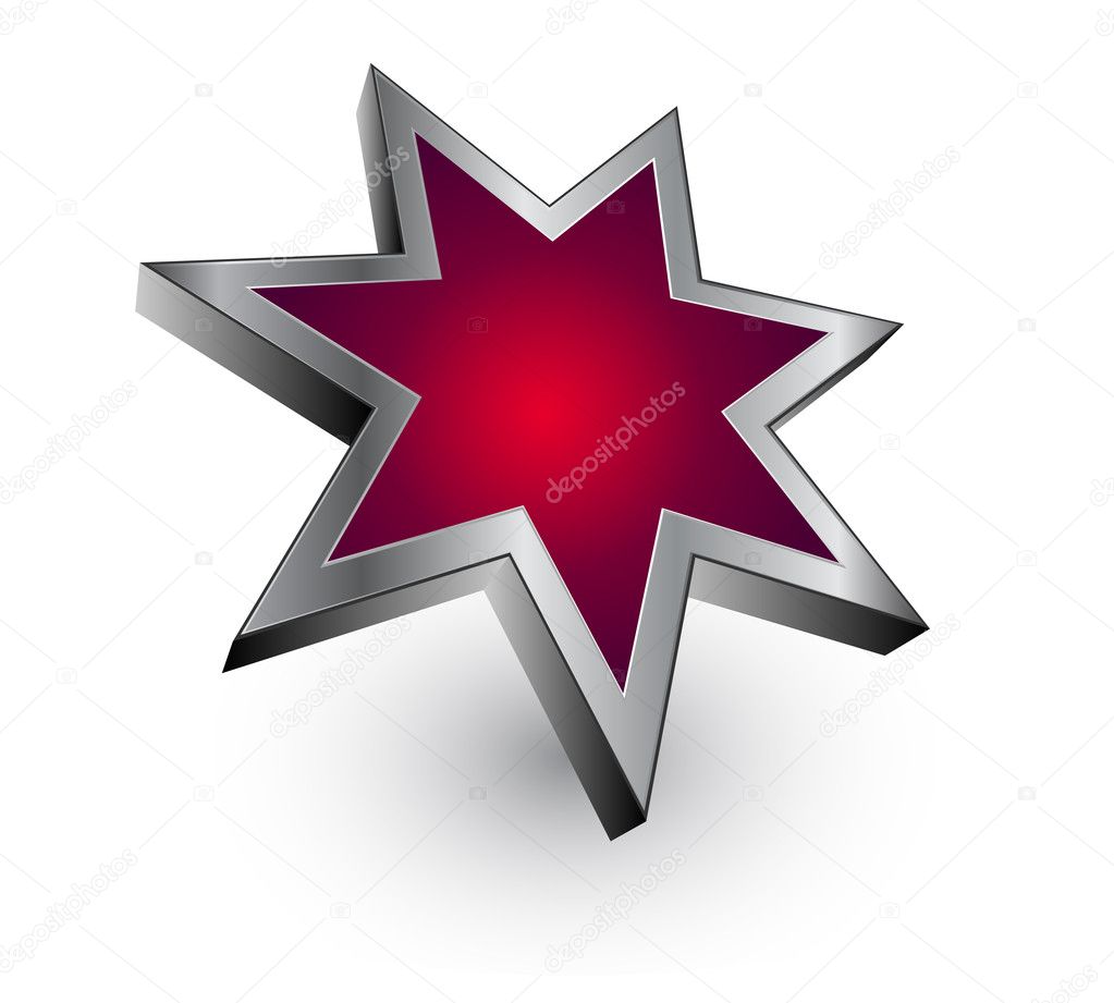 3D logo - red metallic star - dynamic modern vector logo.