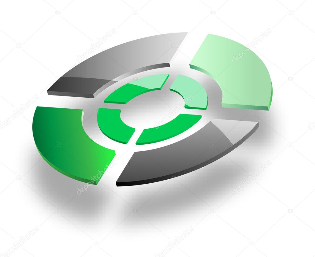 Logo design, 3d circle green and grey ideal logo for your business.
