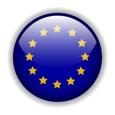 Europe flag button, vector clipart