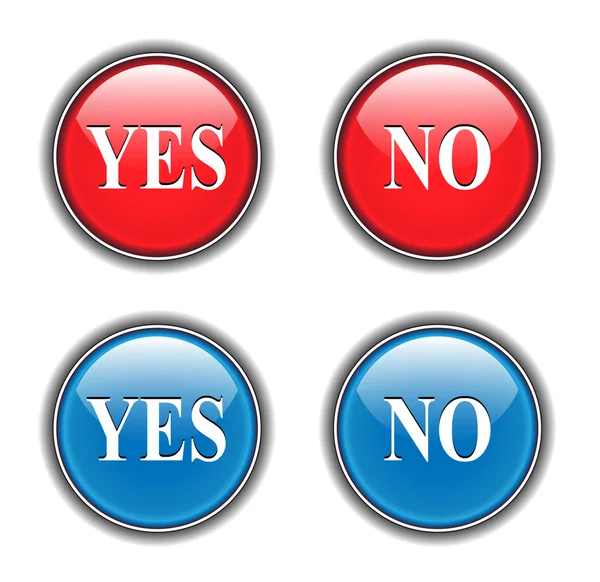 Yes, no icons, buttons — Stock Vector