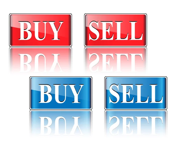 Купить, продать иконки, кнопки — стоковый вектор