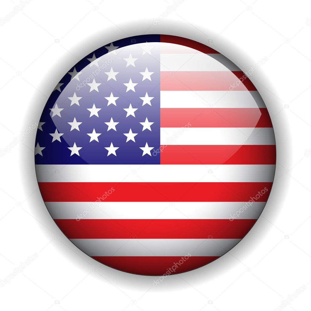 North American flag button, vector