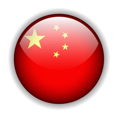 China flag button, vector clipart