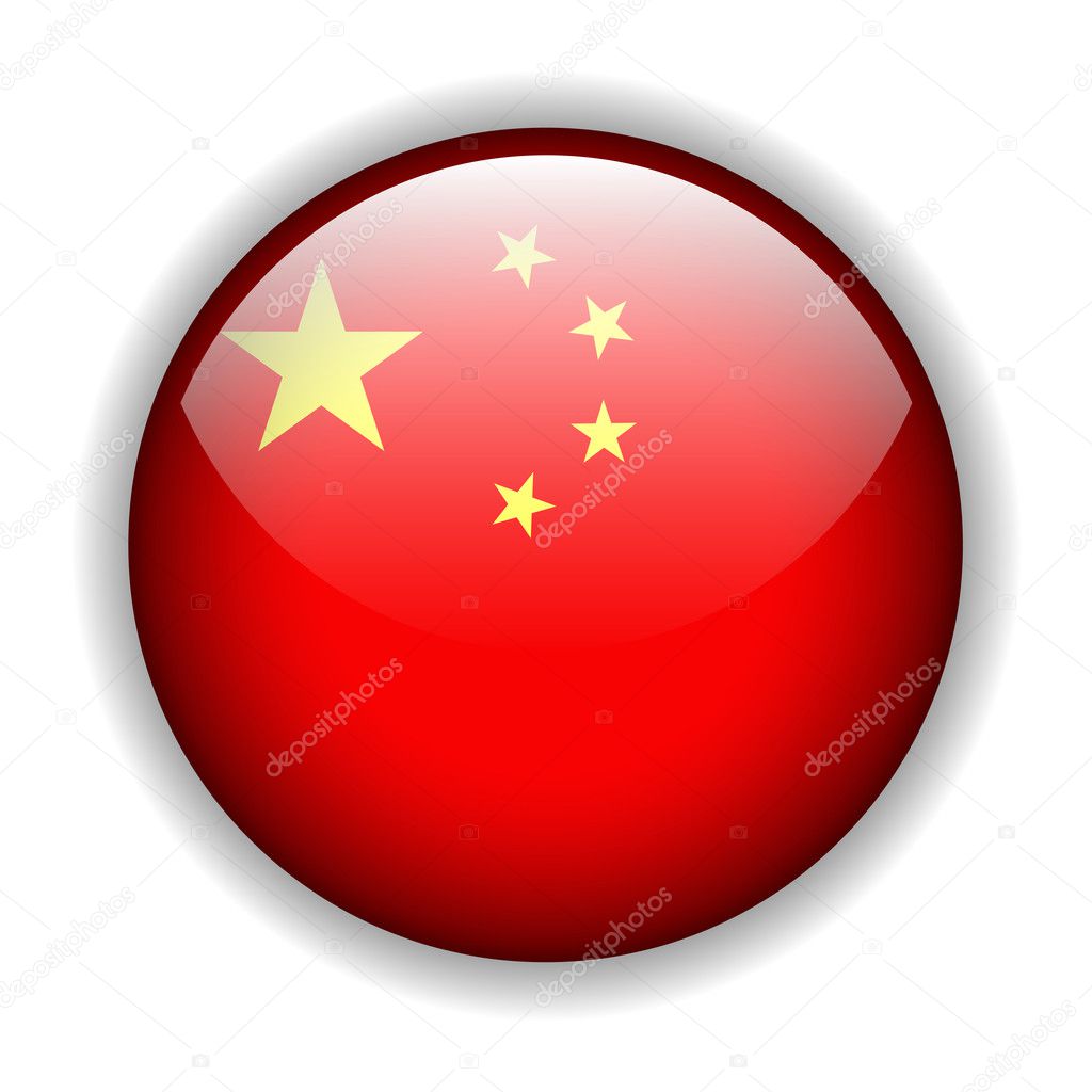 China flag button, vector