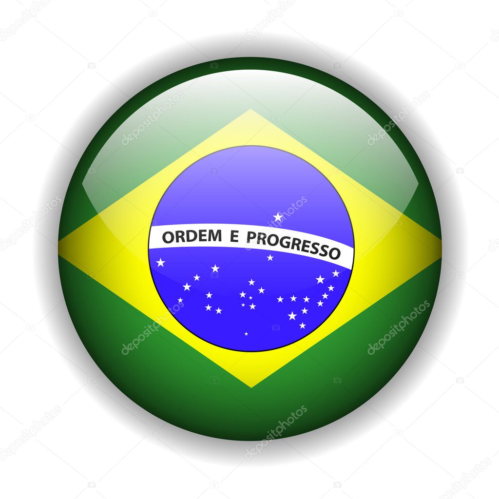Brazil flag button, vector