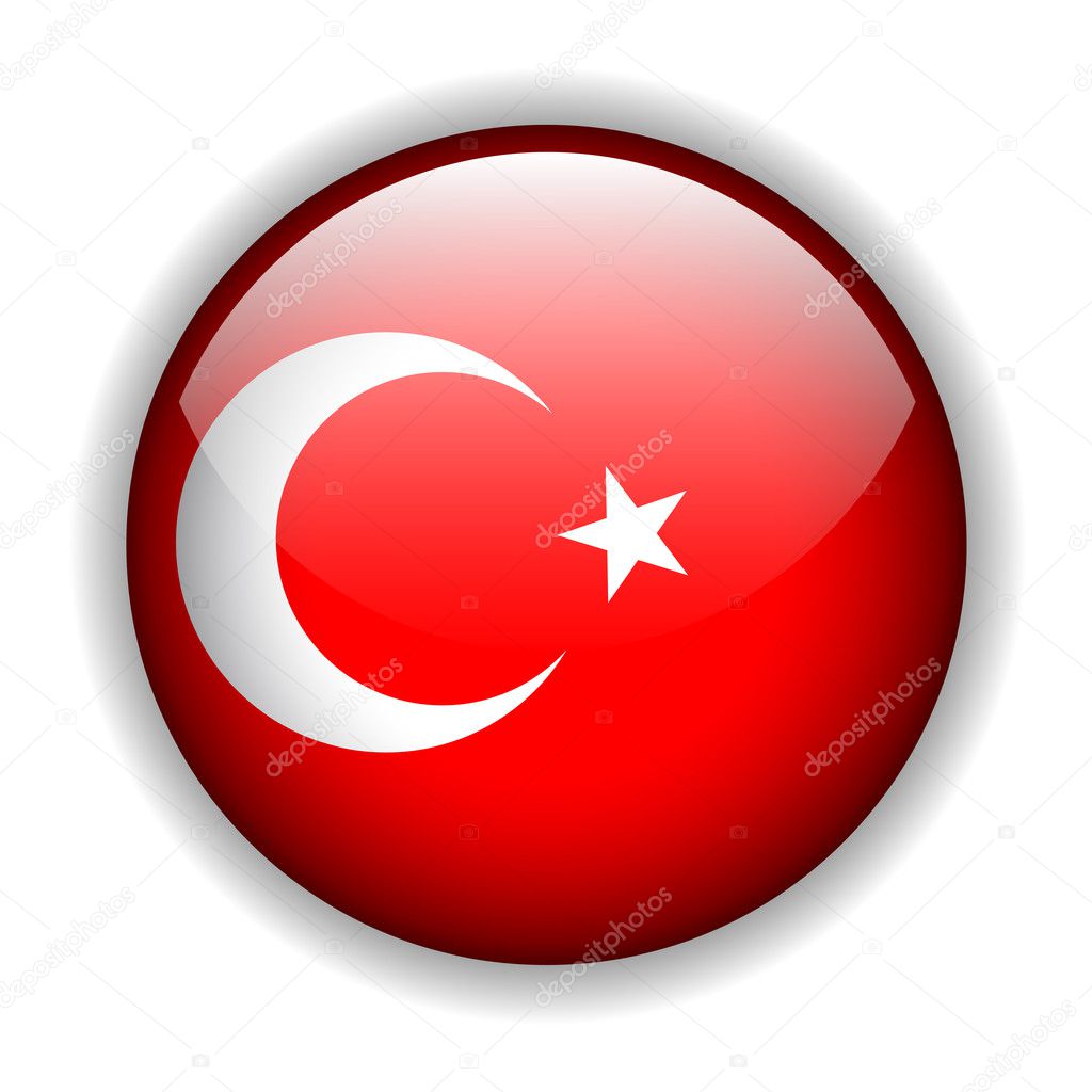 Turkey flag button, vector