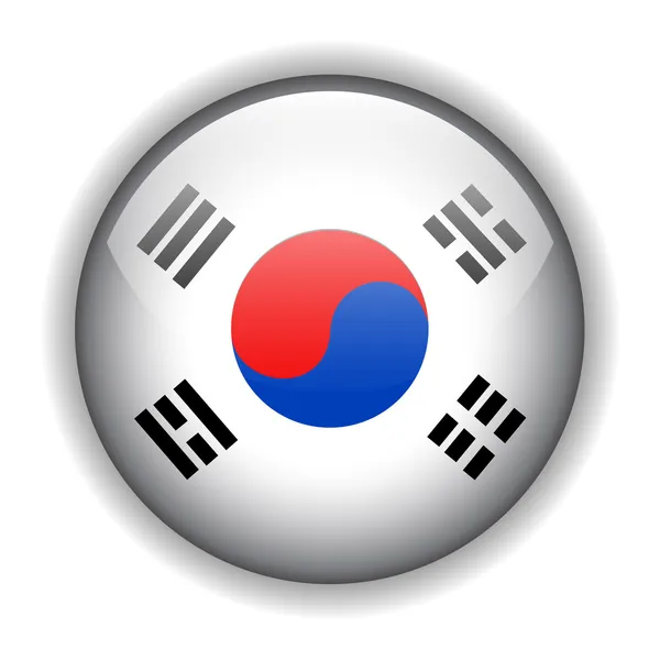 Corea botón de la bandera, vector — Vector de stock