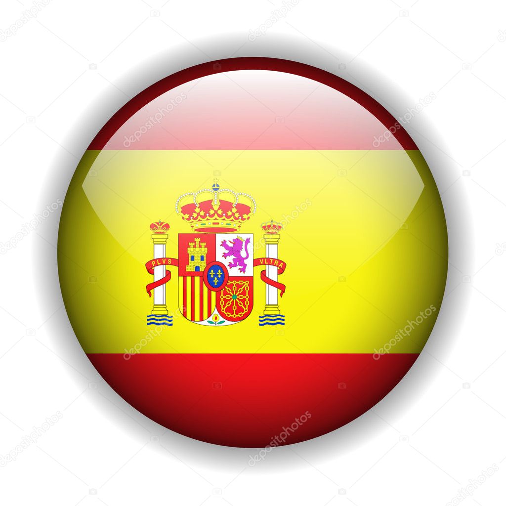 Flag of Spain button, vector