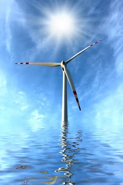 바람 터빈, 깨끗 한 에너지의 개념. — 스톡 사진