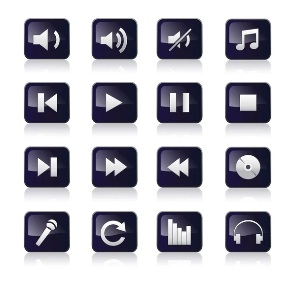 Muziek iconen set — Stockvector