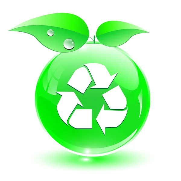 Reciclar, icono verde — Vector de stock
