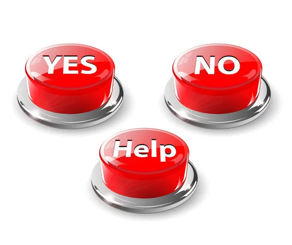 Yes, no, help web buttons, vector. — Stock Vector