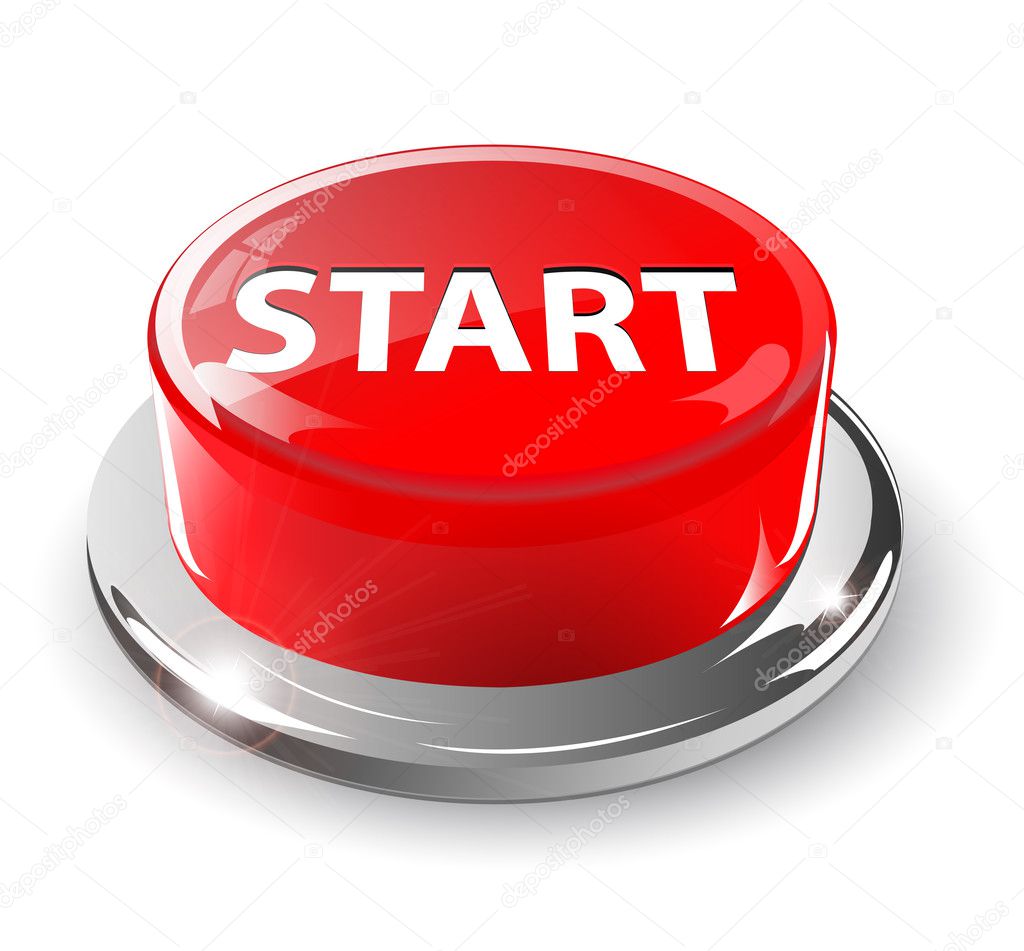Start button, 3d red vector.