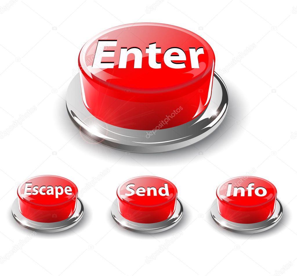 Web buttons, 3d red vector.
