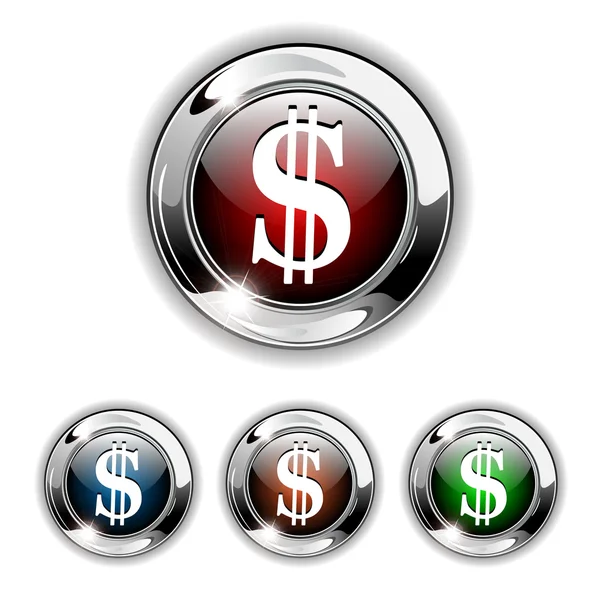 Dollar pictogram, knop, vector — Stockvector