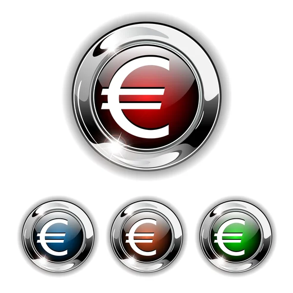 Εικονίδιο ευρώ, κουμπί, εικονογράφηση φορέας. — Διανυσματικό Αρχείο