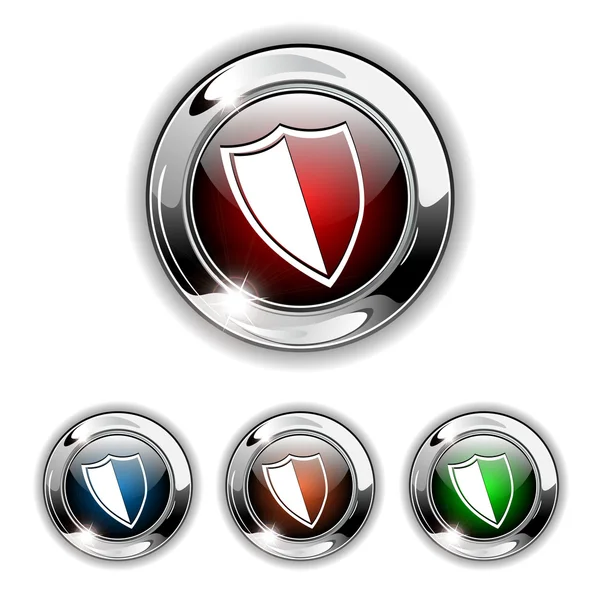 Icona dello scudo, pulsante, vettore — Vettoriale Stock