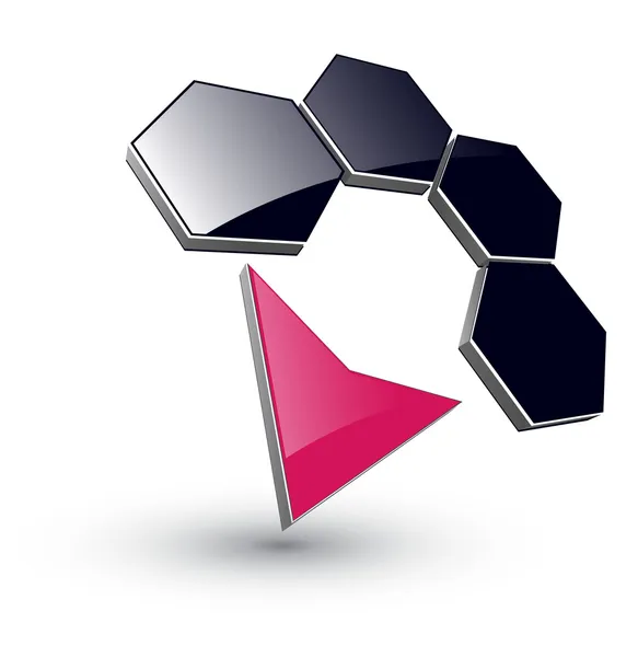 Logo hexagones 3d y flecha — Vector de stock
