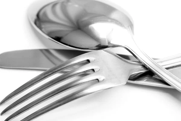 Lžička, nůž a vidlička — Stock fotografie