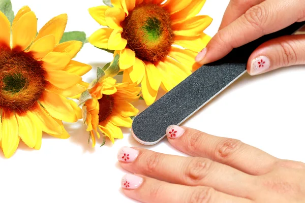 Manicure com flor — Fotografia de Stock