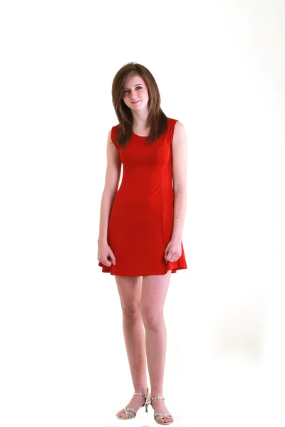 Mladý teenager v červené barvě — Stock fotografie