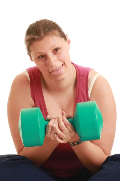 Young woman exercising with weights — Stock Photo, Image