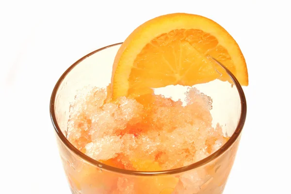 Glass bowl with orange granita — Stock Photo, Image