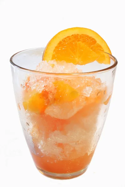 Glasskål med orange granita — Stockfoto