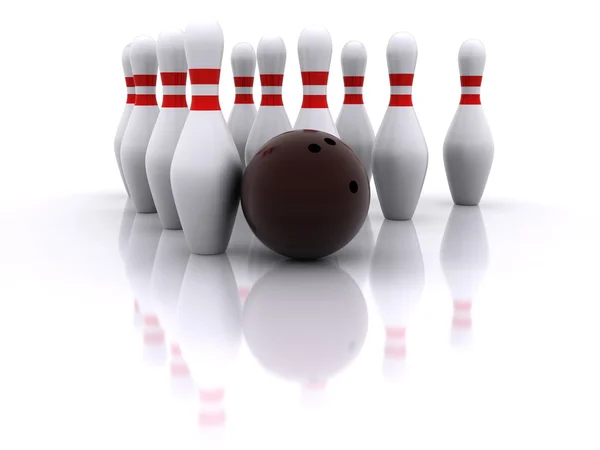Bowlingová koule a kolíky — Stock fotografie