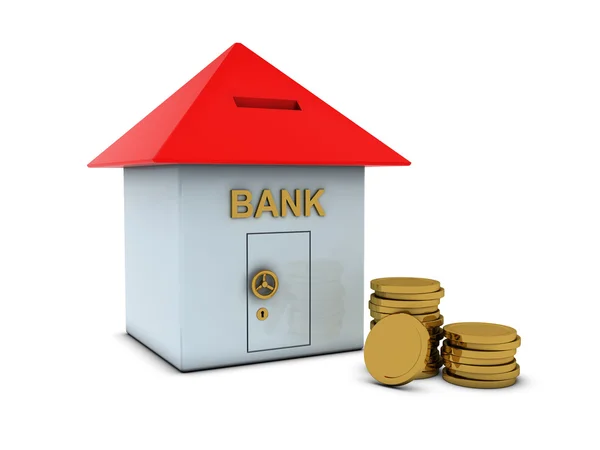 Банк с золотыми монетами — стоковое фото