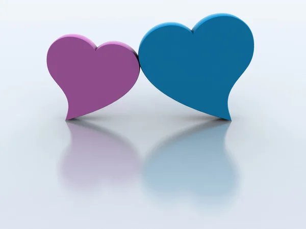 Blå och rosa hjärtan — Stockfoto