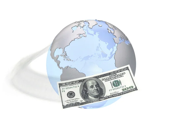 Aarde en dollar bankbiljet Rechtenvrije Stockafbeeldingen