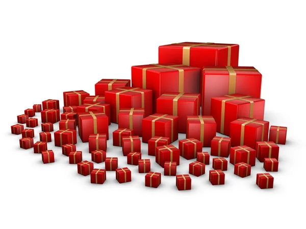 Červený giftboxes — Stock fotografie
