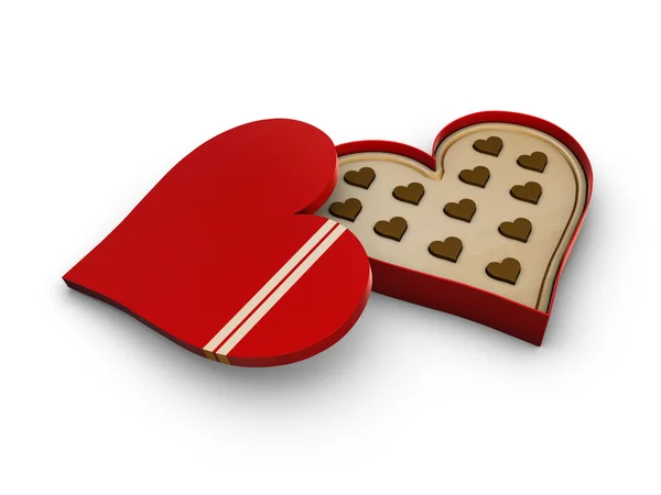 Καρδιά σοκολάτα κουτί Εικόνα Αρχείου