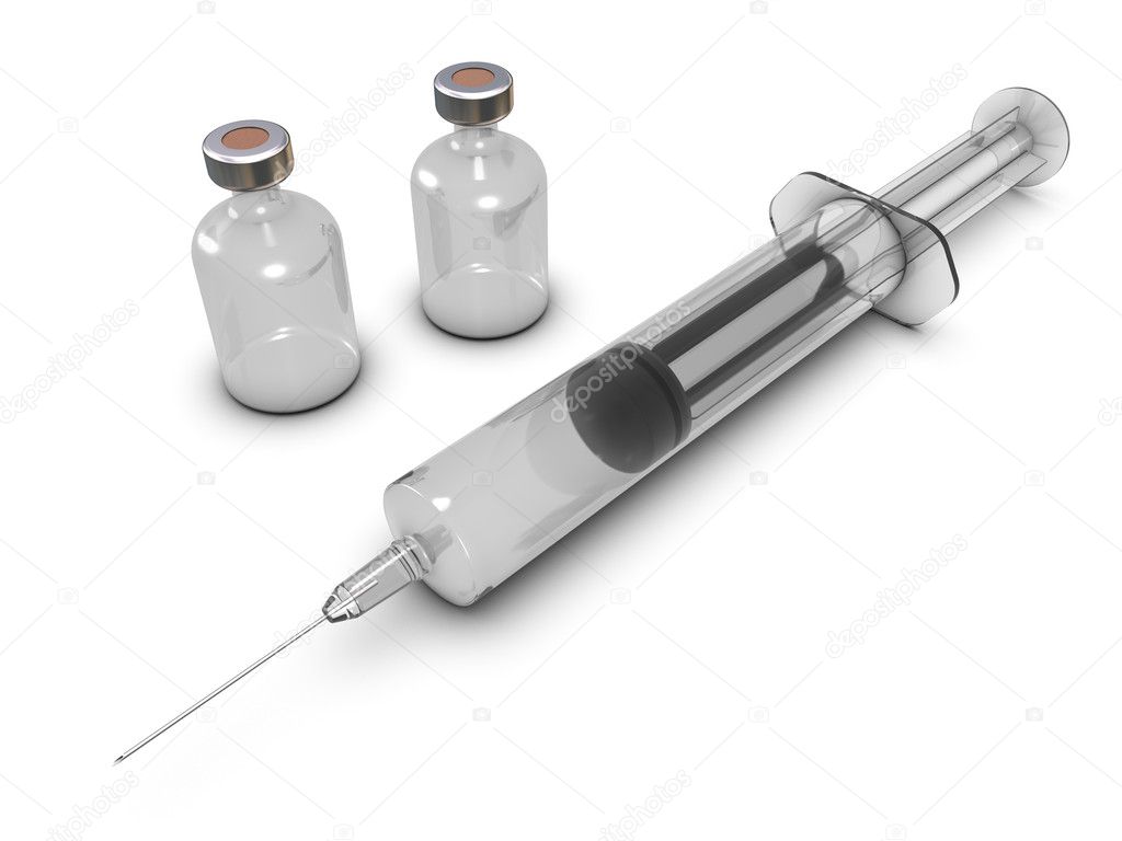 Syringe and bottles