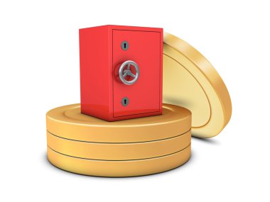 Coins and safe deposit clipart