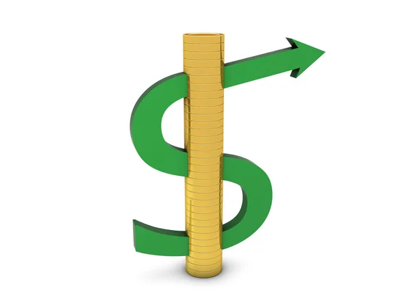 Dollar symbol from coins and arrow — Stock Photo, Image