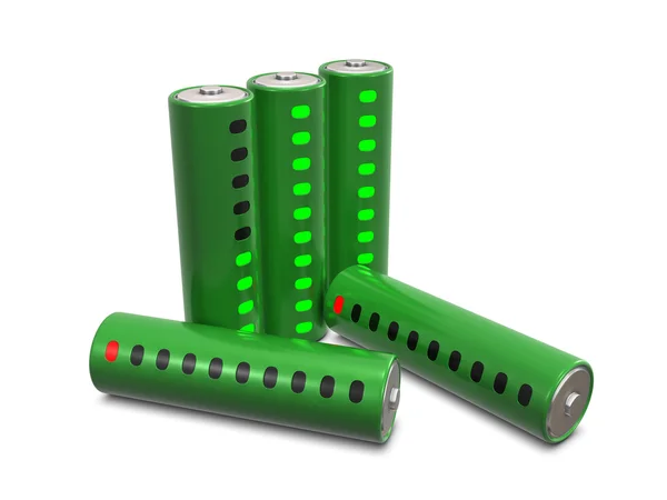 Group of batteries with indicators — Stock Photo, Image