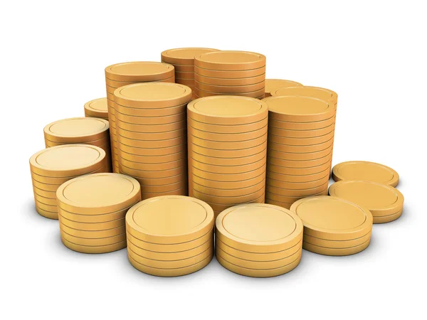 Gouden munten in spiraal trap Stockfoto