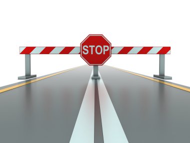 Closed road with stop sign clipart