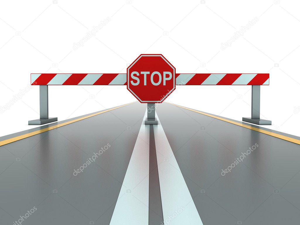 Closed road with stop sign