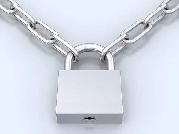 Chains and closed padlock — Stock Photo, Image