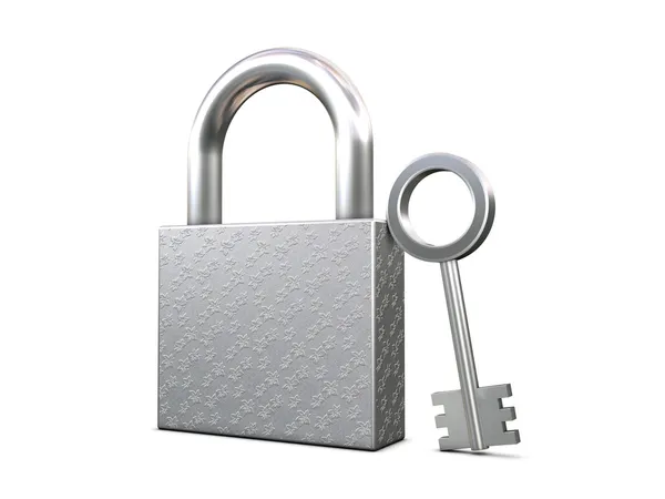 Cadeado fechado e chave — Fotografia de Stock
