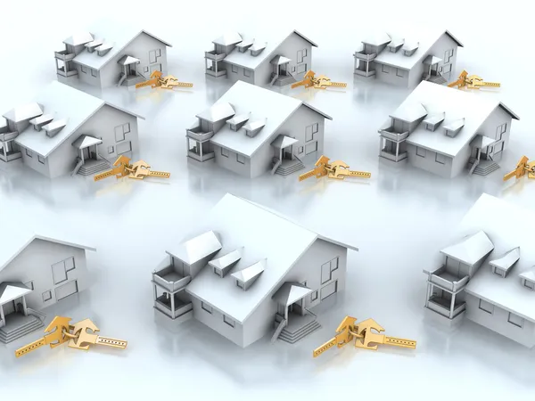 Huizen en sleutels — Stockfoto