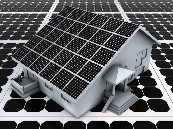 Casa em painéis solares — Fotografia de Stock