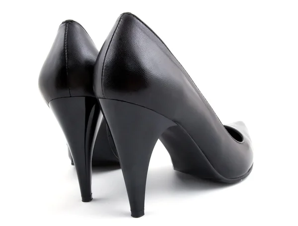 Paar zwarte vrouw lederen schoenen — Stockfoto