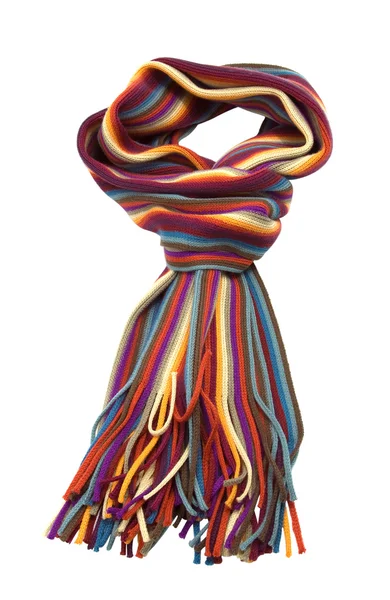 Многоцветный шерстяной шарф на белом — стоковое фото