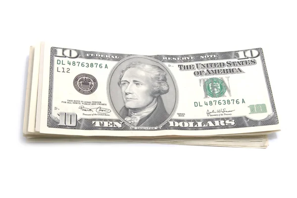 Stack of dollars on white — Stock Photo, Image