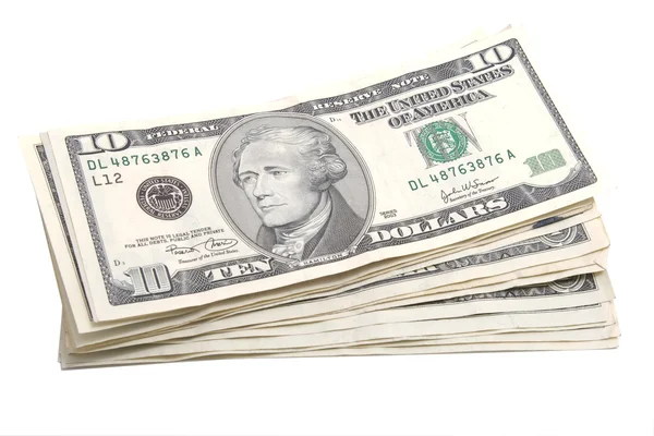 Stack of dollars on white — Stock Photo, Image