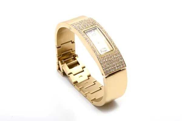 Woman golden watch — Stock Photo, Image